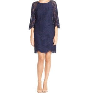 Lilly Pulitzer Rylee Shift in True Navy Palm Leaf Lace